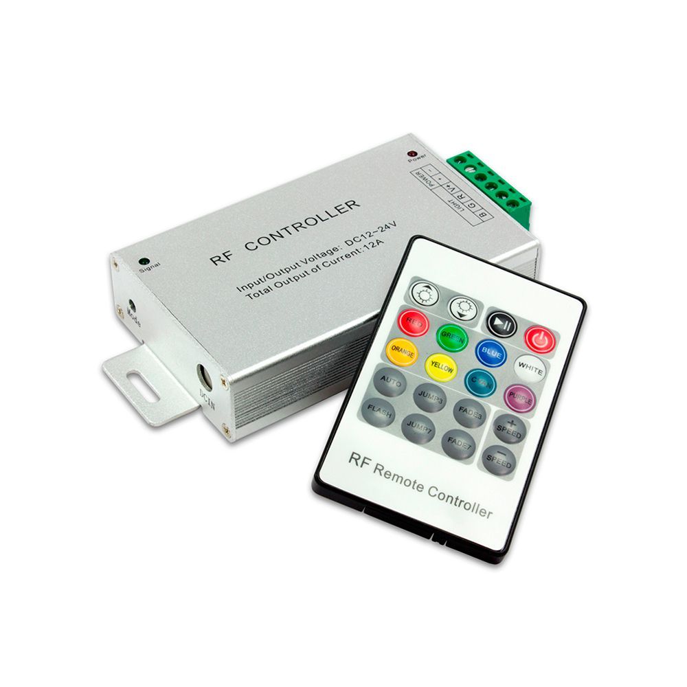 Controlador RGB Tira LED 12/24V, Dimmer por Control Remoto RF 20 Botones •  Ledovet
